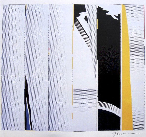 ROY LICHTENSTEIN, Signed Print, 1982: Roy LICHTENSTEIN, "Mirror in Six Panels" signed Offset Print. From a signed VIP book published in 1982 by Nationalgalerie Berlin / Staatliche Museen Preussischer Kulturbesitz. Hand signed by Lichtenst