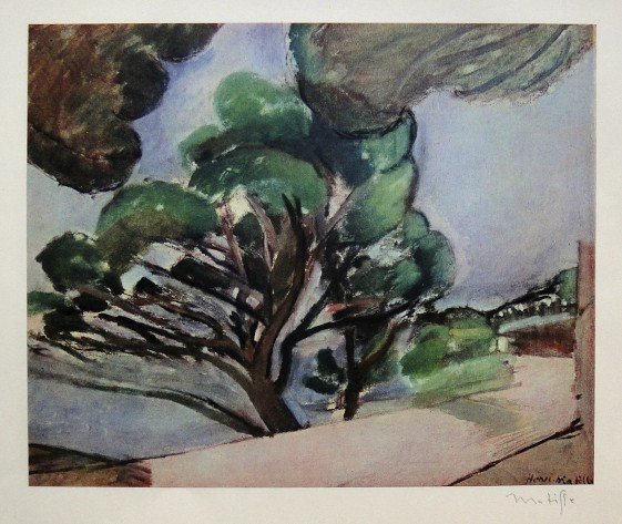 Henri Matisse signed Lithograph 1947: Henri Matisse signed Lithograph "Route du Cap d'Antibes" from a VIP folder. Preface de Jean Cassou, Conservateur du Musee d'Art Moderne 1947. Hand signed by Matisse in pencil. Editeur: Braun & Cie, Pa