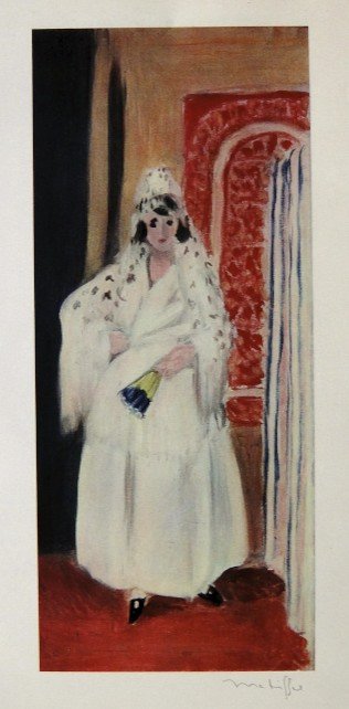 Henri Matisse signed Lithograph 1947: Henri Matisse signed Lithograph "L'Espagnole, robe blanche" from a VIP folder. Preface de Jean Cassou, Conservateur du Musee d'Art Moderne 1947. Hand signed by Matisse in pencil. Editeur: Braun & Cie,