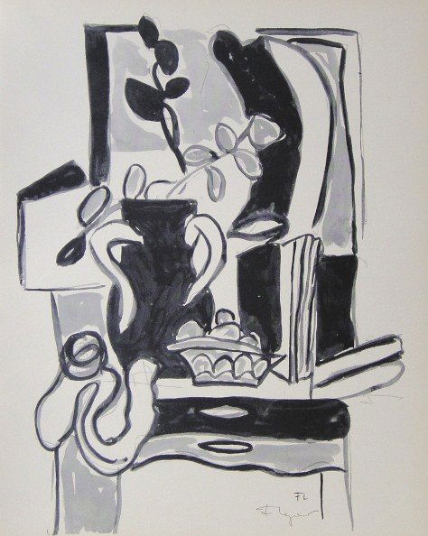 Fernand Leger, signed Lithograph, 1940: Fernand Leger, signed Lithograph from a VIP folder "Eight European Artists" 1940. Hand signed by Leger in pencil and singed in the plate. Prov: Galerie les Tourettes, Dr. A. Wertheimer, Paris. Size: 1