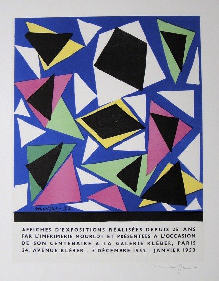 Henri Matisse Lithograph Ecole de Paris: Original lithograph from a special VIP folder, 1953. Hand signed by Henri Matisse in pencil. Lithograph: Fernand Mourlot, Paris. Editeur and Prov: Galerie Maeght, Paris. Size: 11.8 x 9 inches (30 x 23