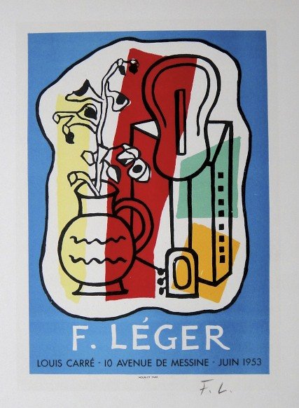 Fernand Leger Lithograph Ecole de Paris: Original lithograph from a special VIP folder, 1953. Hand signed by Fernand Leger in pencil. Lithograph: Fernand Mourlot, Paris. Editeur and Prov: Galerie Maeght, Paris. Size: 11.8 x 9 inches (30 x 23