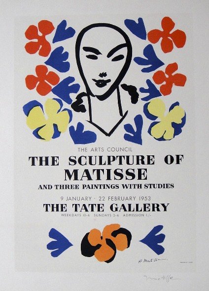 Henri Matisse Lithograph Ecole de Paris: Original lithograph from a special VIP folder, 1953. Hand signed by Henri Matisse in pencil. Lithograph: Fernand Mourlot, Paris. Editeur and Prov: Galerie Maeght, Paris. Size: 11.8 x 9 inches (30 x 23