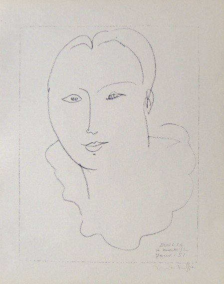 Henri Matisse, signed Lithograph, 1940: Henri Matisse, signed Lithograph from a VIP folder "Eight European Artists" 1940. Hand signed by Matisse in pencil and singed in the plate. Prov: Galerie les Tourettes, Dr. A. Wertheimer, Paris. Size: