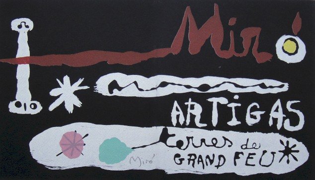 Joan MIRO, Original signed Lithograph, 1956: Joan Miro signed original Lithograph from a VIP folder "Sculpture in ceramic" 1956. Hand signed by Miro in pencil. Editeur / Prov: Pierre Matisse Gallery, New York. Size: 7.9 x 13,8 in (20 x 35 cm) wi