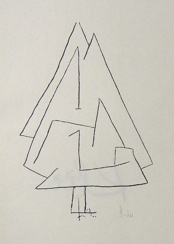 Paul Klee, signed original Lithograph, 1939: Paul Klee signed original Lithograph from a VIP folder 1939. "Weihnachtsbaum mit Christkind und Eisenbahn" Hand signed by Klee in pencil and singned in the plate. Prov: Galerie les Tourettes, Dr. A. W