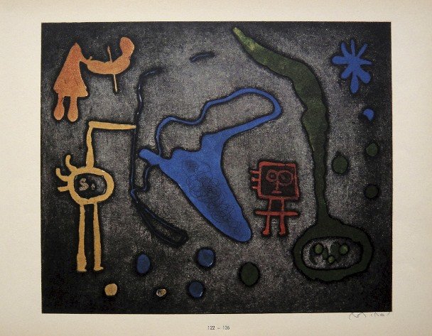 JOAN MIRO, Signed Lithographie 1954: Signed Lithograph by Joan MIRO, 1954. Hand signed by Joan Miro in pencil. This lithograph was part of the signed VIP book "The Graphic Work". Prov: Mourlot/AimŽ Maeght; StŠdtische Galerie MŸnchen/K