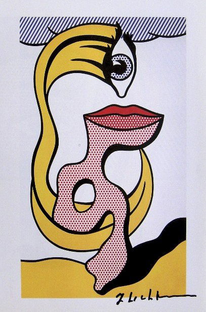 ROY LICHTENSTEIN, Signed Print, 1982: Roy LICHTENSTEIN, signed Offset Print "Nerts". From a signed VIP book published in 1982 by Nationalgalerie Berlin / Staatliche Museen Preussischer Kulturbesitz. Hand signed by Lichtenstein in black pe