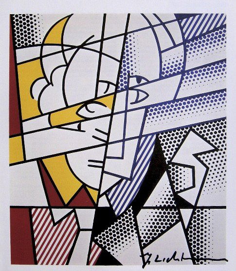 ROY LICHTENSTEIN, Signed Print, 1982: Roy LICHTENSTEIN, signed Offset Print "Self-Portrait". From a signed VIP book published in 1982 by Nationalgalerie Berlin / Staatliche Museen Preussischer Kulturbesitz. Hand signed by Lichtenstein in