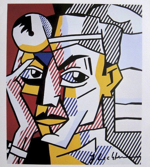 ROY LICHTENSTEIN, Signed Print, 1982: Roy LICHTENSTEIN, signed Offset Print "Dr. Waldmann". From a signed VIP book published in 1982 by Nationalgalerie Berlin / Staatliche Museen Preussischer Kulturbesitz. Hand signed by Lichtenstein in b