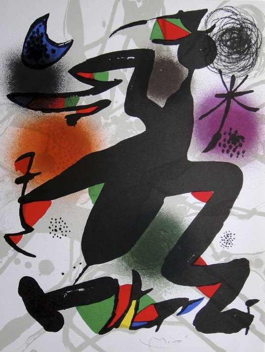 JOAN MIRO, Original signed Lihtograph, 1976: Wonderful signed Lithograph by Joan Miro. Hand signed by Joan Miro in pencil. From a VIP folder "Lithograph III" 1976. Maeght Editeur, Paris. Size: 12.6 x 9.5 in (32 x 24 cm).