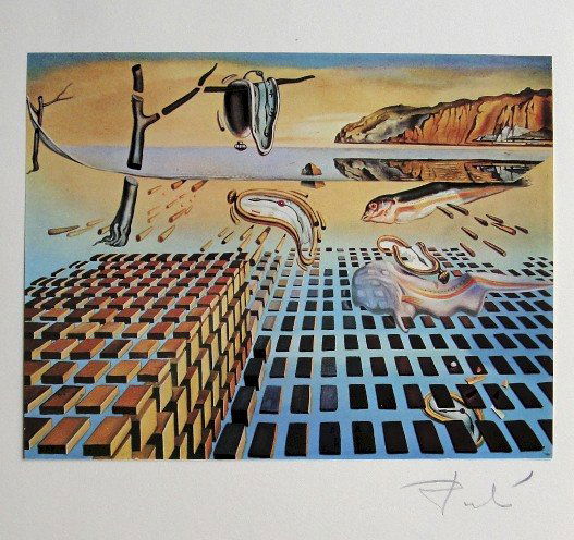 SALVADOR DALI, Signed Reproduction Print, Dali De Gala: Signed reproduction Print by Salvodor Dali, Print is glued on a base. From the special VIP book edition "Dali De Gala" par Robert Descharnes. Published by R. Descharnes / Edita S.A. Lausanne 1972. Han