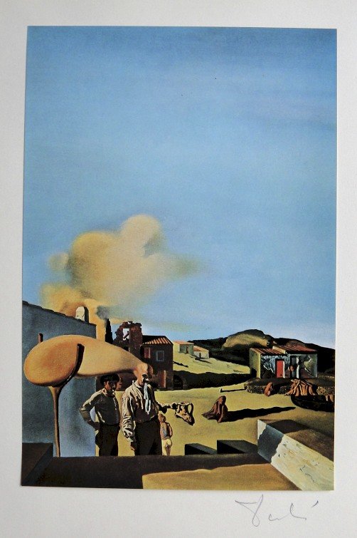 SALVADOR DALI, Signed Reproduction Print, Dali De Gala: Signed reproduction Print by Salvodor Dali, Print is glued on a base. From the special VIP book edition "Dali De Gala" par Robert Descharnes. Published by R. Descharnes / Edita S.A. Lausanne 1972. Han