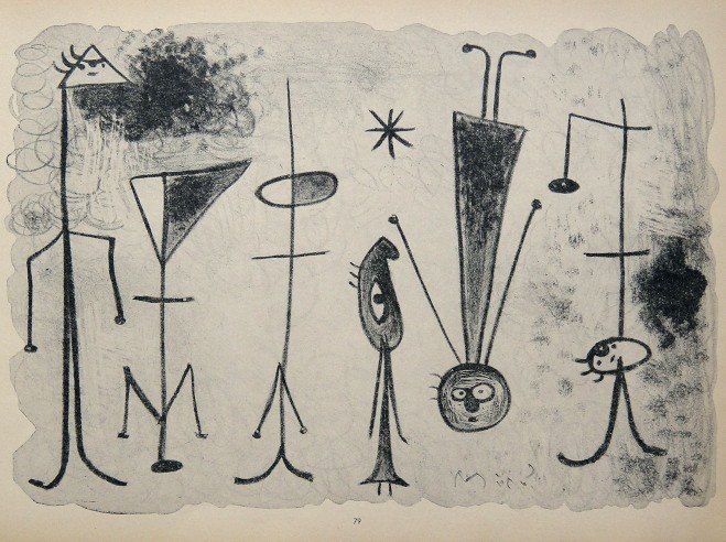 JOAN MIRO, Signed Lithographie 1954: Signed Lithograph by Joan MIRO "Diver", 1954. Hand signed by Joan Miro in pencil. This lithograph was part of the signed VIP book "The Graphic Work". Prov: Mourlot/AimŽ Maeght; StŠdtische Galerie M�