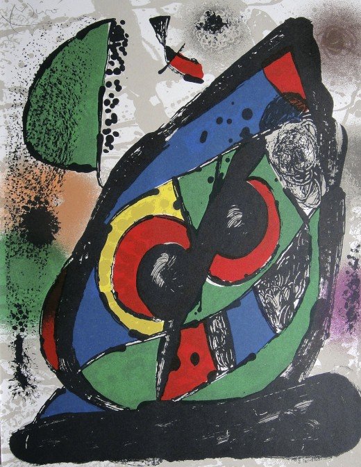 JOAN MIRO, Original signed Lihtograph, 1981: Wonderful signed Lithograph by Joan Miro. Hand signed by Joan Miro in pencil. From a VIP folder "Lithograph IV" 1981. Maeght Editeur, Paris. Size: 12.6 x 9.5 in (32 x 24 cm).