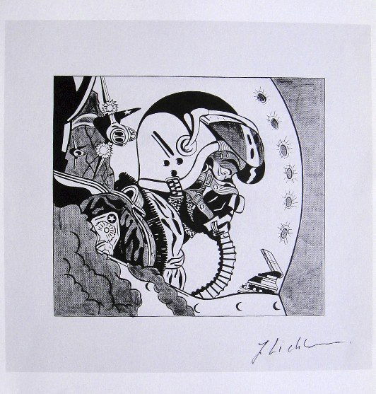 ROY LICHTENSTEIN, Signed Print, 1968: Roy LICHTENSTEIN, "Bratatat" signed Offset Print. From a signed VIP book Claes Oldenburg - Drawings and Prints. Published by Chelsea House, New York in 1968. Hand signed by Lichtenstein in black pen.