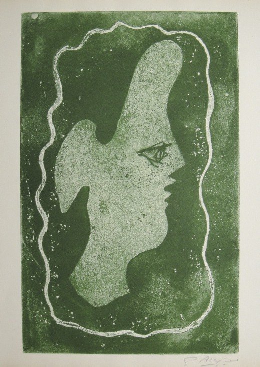 GEORGES BRAQUE, Signed Lithograph, 1963: Georges BRAQUE, signed Lithograph 1963. Hand signed by Braque in pencil. Signed VIP book edition of "Lithograph". Printed by Fernand Mourlot and AndrŽ Sauret, Union de Paris / 1963. Size: 11.8 x 9.4 