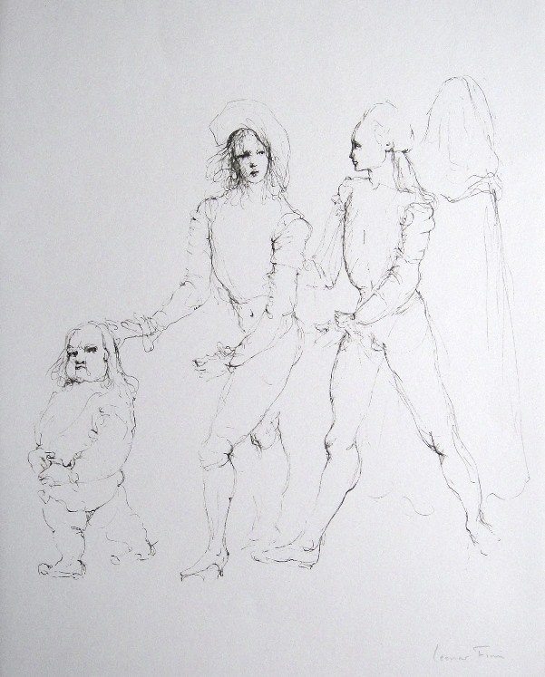 Leonor FINI, signed original Lithograph 1973: Original Lithograph by Leonor FINI. Hand signed by Fini in pencil. From a signed VIP book published in 1973. Size: 14.2 x 11 inches (36 x 28 cm). Very beautiful and rare lithograph in best conditions.