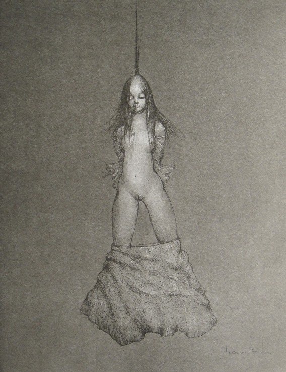 Leonor FINI, signed original Lithograph 1973: Original Lithograph by Leonor FINI. Hand signed by Fini in pencil. From a signed VIP book published in 1973. Size: 14.2 x 11 inches (36 x 28 cm). Very beautiful and rare lithograph in best conditions.
