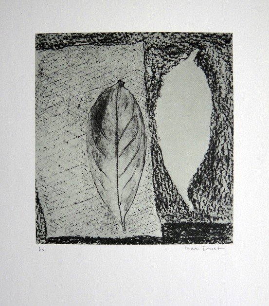 Max Ernst, signed Lithogrraph, 1957: Lithograph from Max Ernst, published in 1957. Hand signed by Ernst, signature and 61 in pencil. From a VIP book "Historie naturelle II". Prov: Galerie Berggruen, Paris. Size: 12.2 x 10.6 inches (31 x 