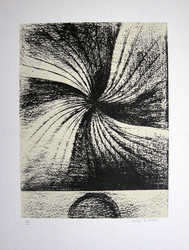 Max Ernst, signed Lithogrraph, 1957: Lithograph from Max Ernst, published in 1957. Hand signed by Ernst, signature and 61 in pencil. From a VIP book "Historie naturelle II". Prov: Galerie Berggruen, Paris. Size: 12.2 x 10.6 inches (31 x