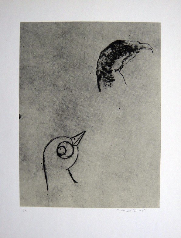 Max Ernst, signed Lithogrraph, 1957: Lithograph from Max Ernst, published in 1957. Hand signed by Ernst, signature and 61 in pencil. From a VIP book "Historie naturelle II". Prov: Galerie Berggruen, Paris. Size: 12.2 x 10.6 inches (31 x 