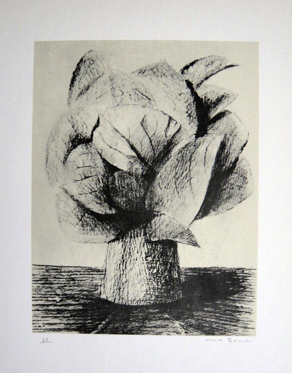 Max Ernst, signed Lithogrraph, 1957: Lithograph from Max Ernst, published in 1957. Hand signed by Ernst, signature and 61 in pencil. From a VIP book "Historie naturelle II". Prov: Galerie Berggruen, Paris. Size: 12.2 x 10.6 inches (31 x