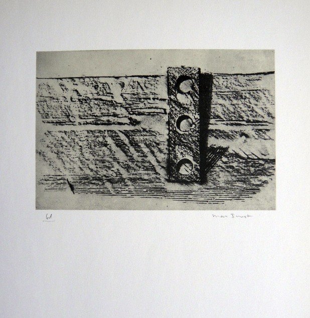 Max Ernst, signed Lithogrraph, 1957: Lithograph from Max Ernst, published in 1957. Hand signed by Ernst, signature and 61 in pencil. From a VIP book "Historie naturelle II". Prov: Galerie Berggruen, Paris. Size: 12.2 x 10.6 inches (31 x 