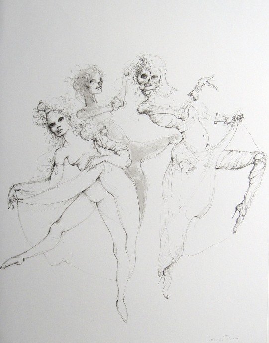 Leonor FINI, signed original Lithograph 1973: Original Lithograph by Leonor FINI. Hand signed by Fini in pencil. From a signed VIP book published in 1973. Size: 14.2 x 11 inches (36 x 28 cm). Very beautiful and rare lithograph in best conditions.