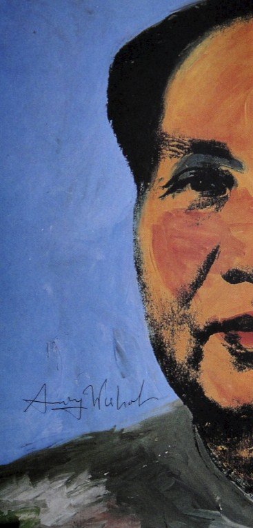 ANDY WARHOL, Signed Print, 1983: Andy WARHOL, "Mao" signed Print. From a signed VIP book from 1983. Hand signed by Andy Warhol in black pen. Size: 11.4 x 5.5 in (29 x 14 cm), printed on the back.