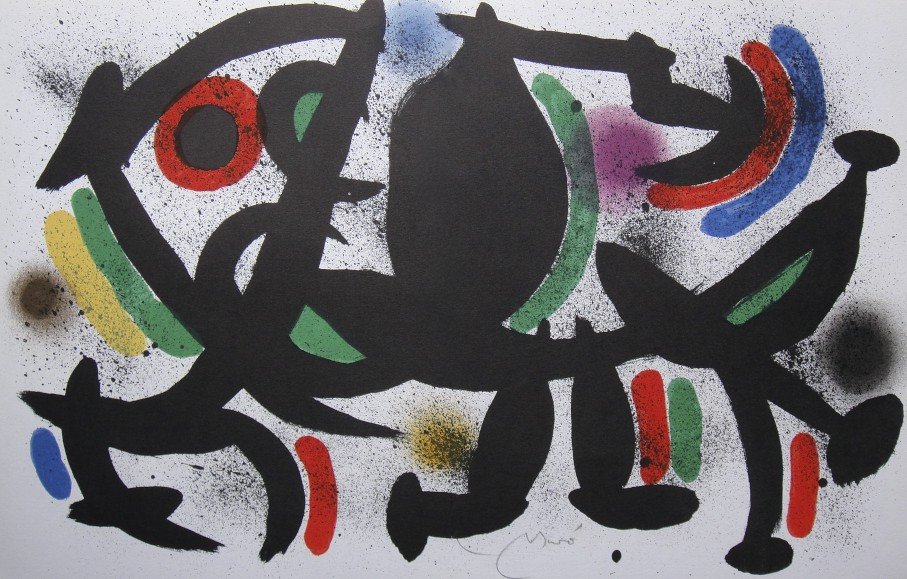 Joan MIRO, signed Lithograph, 1970: Joan Miro signed Lithograph from a VIP folder 1970 "Lithographe I" Hand signed by Miro in pencil. Lithograph: Fernand Mourlot, Paris. Prov: Maeght, Paris. Size: 12.6 x 19.2 in (32 x 49 cm) with book f