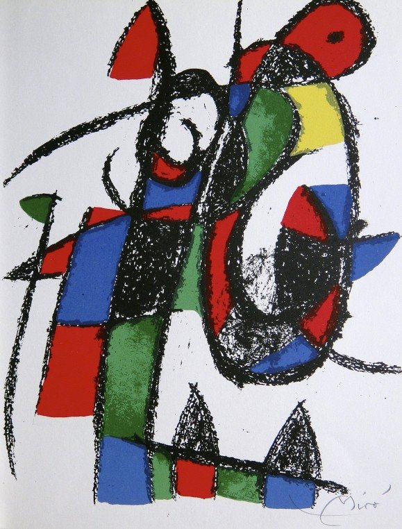 Joan MIRO, signed Lithograph, 1970: Joan Miro signed Lithograph from a VIP folder 1970 "Lithographe II" Hand signed by Miro in pencil. Lithograph: Fernand Mourlot, Paris. Prov: Maeght, Paris. Size: 12.6 x 9.8 in (32 x 25 cm).