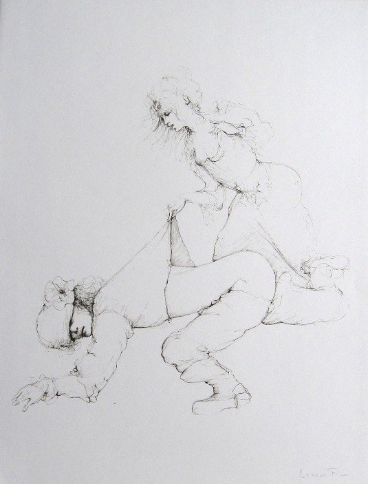 Leonor FINI, signed original Lithograph 1973: Original Lithograph by Leonor FINI. Hand signed by Fini in pencil. From a signed VIP book published in 1973. Size: 14.2 x 11 inches (36 x 28 cm). Very beautiful and rare lithograph in best conditions.