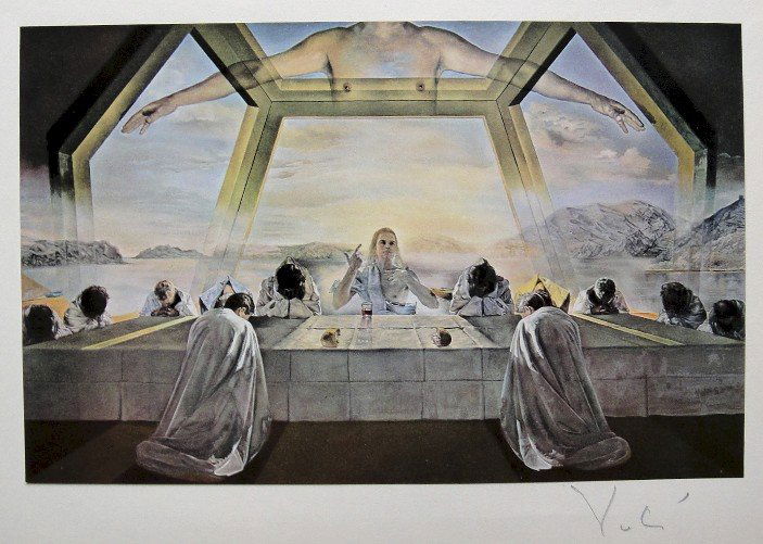 SALVADOR DALI, Signed Reproduction Print, Dali De Gala: Signed reproduction Print by Salvodor Dali, Print is glued on a base. From the special VIP book edition "Dali De Gala" par Robert Descharnes. Published by R. Descharnes / Edita S.A. Lausanne 1972. Han