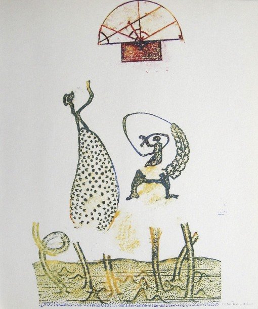 Max Ernst, Original signed Lithograph, 1971: Original Lithograph from Max Ernst, 1971. Hand signed by Max Ernst in penci. From a signed VIP book "Die RŸckkehr der schšnen GŠrtnerin". Editeur: DuMont Atelier, Paris. Size: 11.4 x 9.4 inches (29
