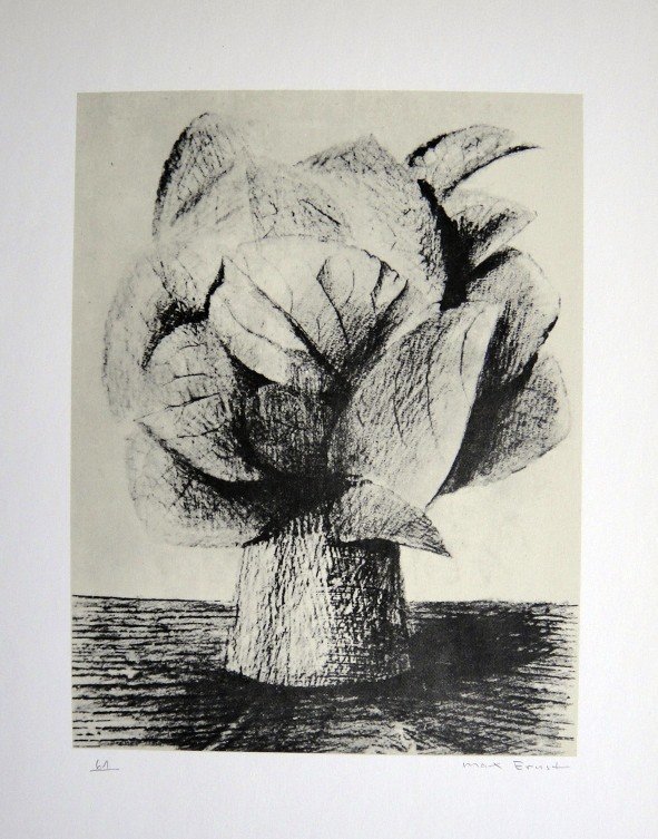 Max Ernst, signed Lithogrraph, 1957: Lithograph from Max Ernst, published in 1957. Hand signed by Ernst, signature and 61 in pencil. From a VIP book "Historie naturelle II". Prov: Galerie Berggruen, Paris. Size: 12.2 x 10.6 inches (31 x 
