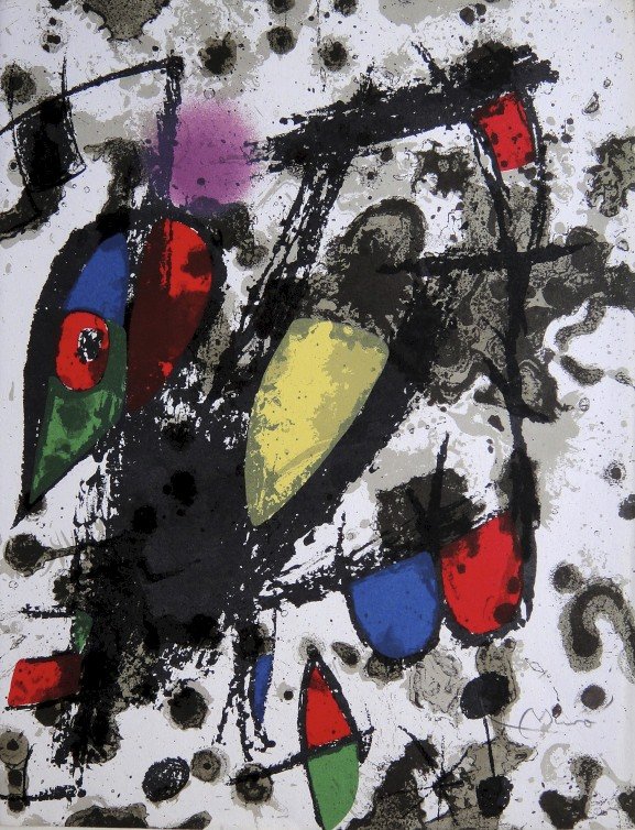 Joan MIRO, signed Lithograph, 1970: Joan Miro signed Lithograph from a VIP folder 1970 "Lithographe II" Hand signed by Miro in pencil. Lithograph: Fernand Mourlot, Paris. Prov: Maeght, Paris. Size: 12.6 x 9.8 in (32 x 25 cm).