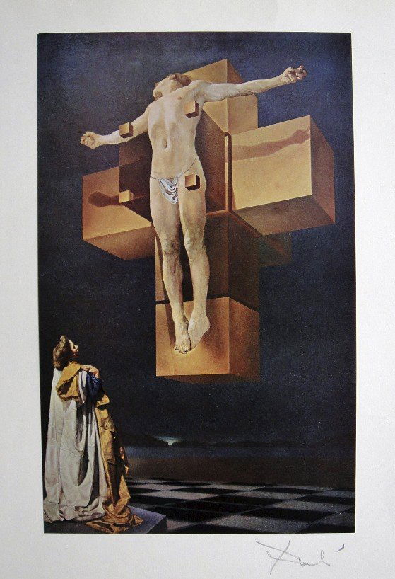 SALVADOR DALI, Signed Reproduction Print, Dali De: Signed reproduction Print by Salvodor Dali, Print is glued on a base. From the special VIP book edition "Dali De Gala" par Robert Descharnes. Published by R. Descharnes / Edita S.A. Lausanne 1972. Han