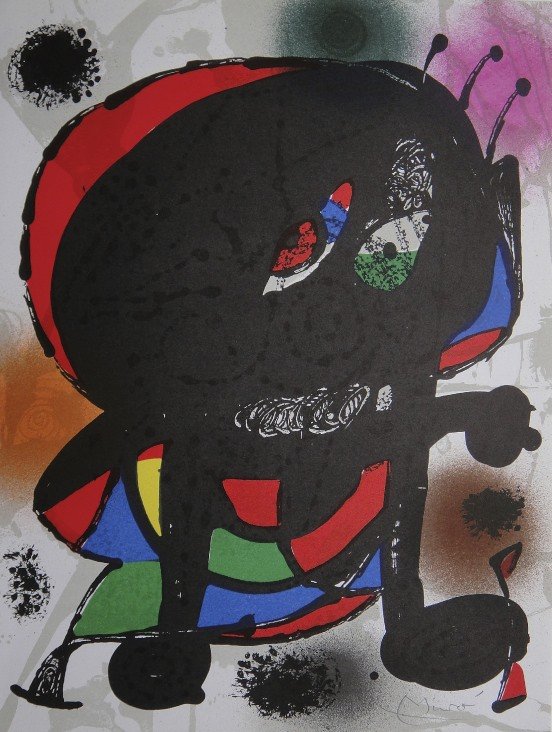 JOAN MIRO, Original signed Lihtograph, 1976: Wonderful signed Lithograph by Joan Miro. Hand signed by Joan Miro in pencil. From a VIP folder "Lithograph III" 1976. Maeght Editeur, Paris. Size: 12.6 x 9.5 in (32 x 24 cm).