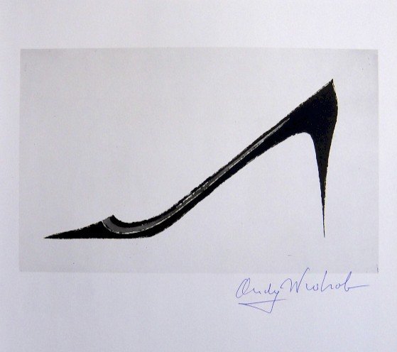 ANDY WARHOL, Signed Print, 1982: Andy WARHOL, "High Heel" signed Print. From a signed VIP book from 1982. Hand signed by Andy Warhol in blue pen. Size: 10.6 x 8.7 in (27 x 22 cm), printed on the back.