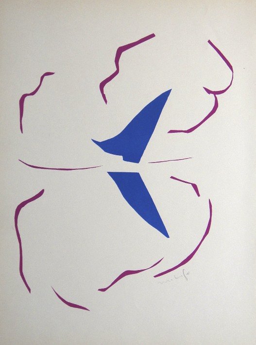 Henri Matisse "Verve Paris" signed original Lithograph: Henri Matisse, original Lithograph "Bateau". From a signed VIP book "Verve Paris" from 1953. Hand signed by Matisse in pencil. Editeur Fernand Mourlot. Size: 13.8 x 10.2 in (35 x 26 cm).