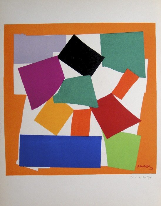 Henri Matisse "Verve Paris" signed original Lithograph: Henri Matisse, original Lithograph "L'Escargot". From a signed VIP book "Verve Paris" from 1953. Hand signed by Matisse in pencil and signed in the plate. Editeur Fernand Mourlot. Size: 13.8 x 10.2 in