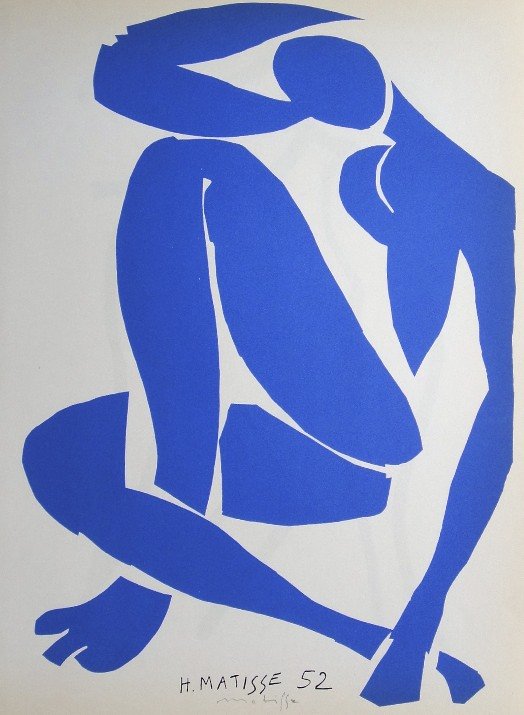 Henri Matisse "Verve Paris" signed original Lithograph: Henri Matisse, original Lithograph "Nu bleu IV". From a signed VIP book "Verve Paris" from 1953. Hand signed by Matisse in pencil and signed in the plate. Editeur Fernand Mourlot. Size: 13.8 x 10.2 in