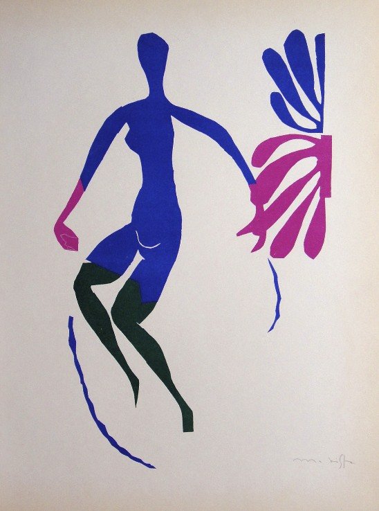 Henri Matisse "Verve Paris" signed original Lithograph: Henri Matisse, original Lithograph "Nu bleu avec des chaussettes vertes". From a signed VIP book "Verve Paris" from 1953. Hand signed by Matisse in pencil. Editeur Fernand Mourlot. Size: 13.8 x 10.2 i