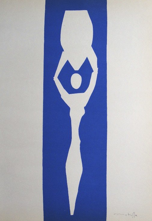 Henri Matisse "Verve Paris" signed original Lithograph: Henri Matisse, original Lithograph "Femme avec amphore". From a signed VIP book "Verve Paris" from 1953. Hand signed by Matisse in pencil. Editeur Fernand Mourlot. Size: 13.8 x 10.2 in (35 x 26 cm).