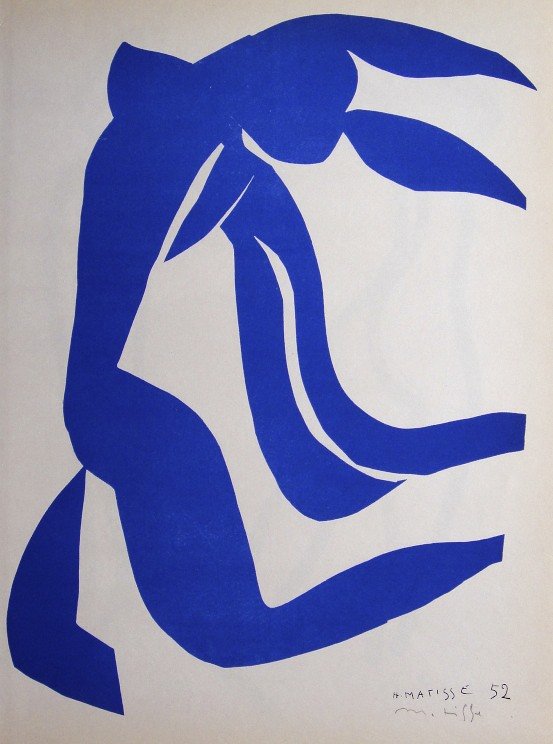 Henri Matisse "Verve Paris" signed original Lithograph: Henri Matisse, original Lithograph "Les cheveux". From a signed VIP book "Verve Paris" from 1953. Hand signed by Matisse in pencil and signed in the plate. Editeur Fernand Mourlot. Size: 13.8 x 10.2 i