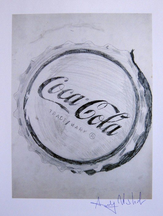 ANDY WARHOL, Signed Print, 1982: Andy WARHOL, "Coca-Cola" signed Print. From a signed VIP book from 1982. Hand signed by Andy Warhol in blue pen. Size: 10.6 x 8.7 in (27 x 22 cm), printed on the back.
