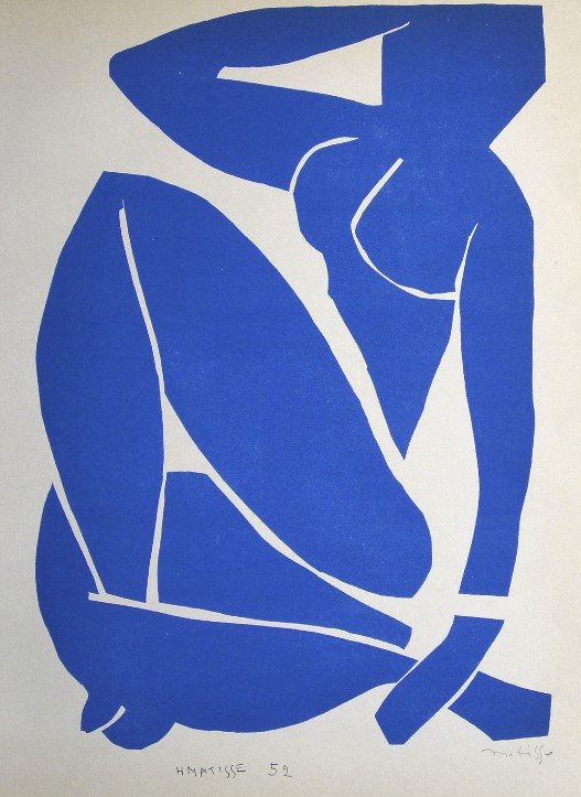 Henri Matisse "Verve Paris" signed original Lithograph: Henri Matisse, original Lithograph "Nu bleu III". From a signed VIP book "Verve Paris" from 1953. Hand signed by Matisse in pencil and signed in the plate. Editeur Fernand Mourlot. Size: 13.8 x 10.2 i