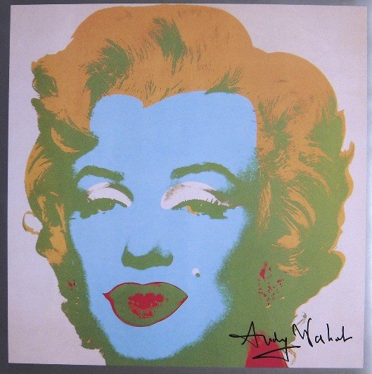 ANDY WARHOL, Signed Print, 1982: Andy WARHOL, "Marilyn Monroe", signed special Print. From a signed VIP-catalog from 1982. Hand signed by Andy Warhol in black pen. Size: 9 x 9 in (23 x 23 cm).