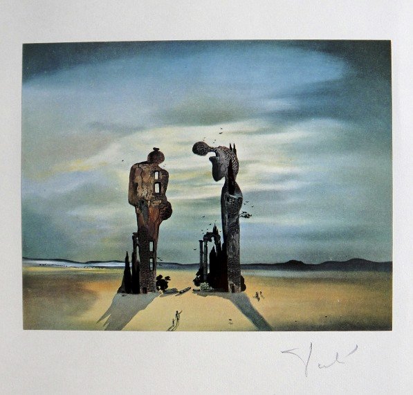 SALVADOR DALI, Signed Reproduction Print, Dali De Gala: Signed reproduction Print by Salvodor Dali, Print is glued on a base. From the special VIP book edition "Dali De Gala" par Robert Descharnes. Published by R. Descharnes / Edita S.A. Lausanne 1972. Han